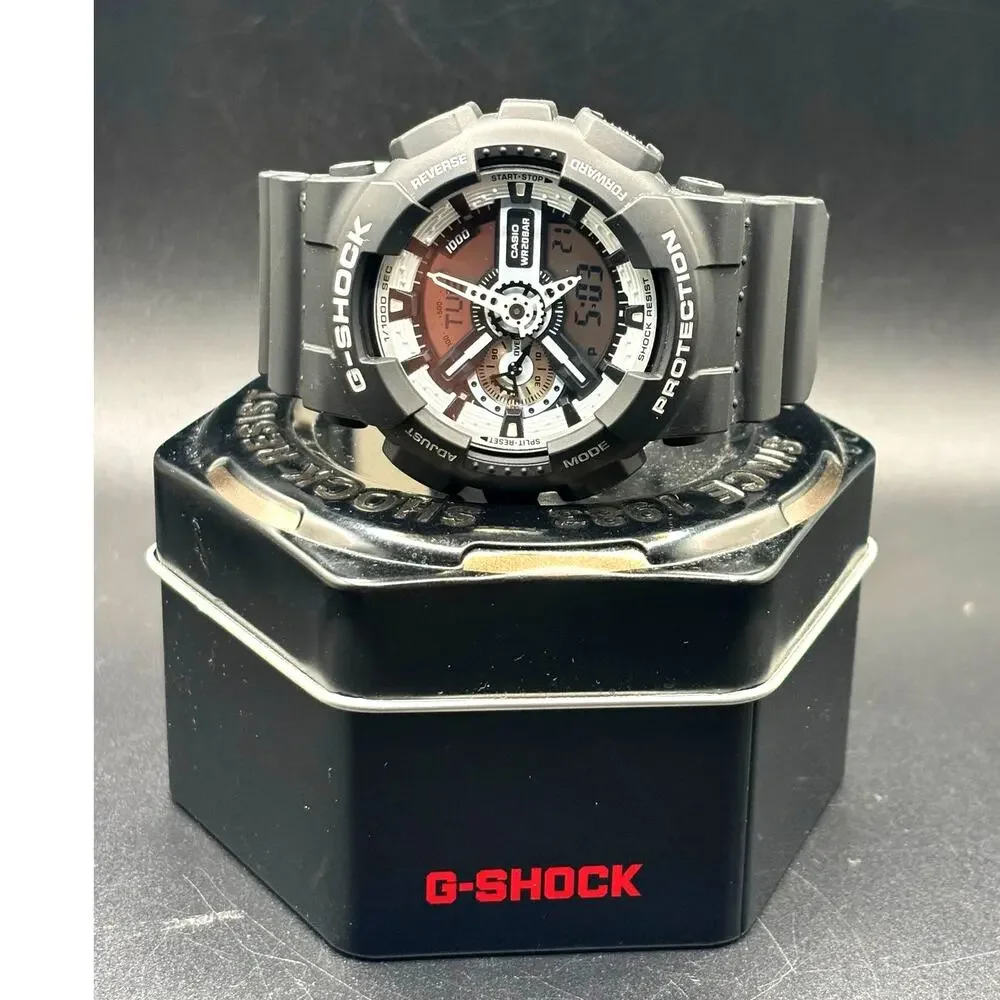 Casio G-Shock GA-110BW-1A Black White Analog Digital 200M Watch NWOT
